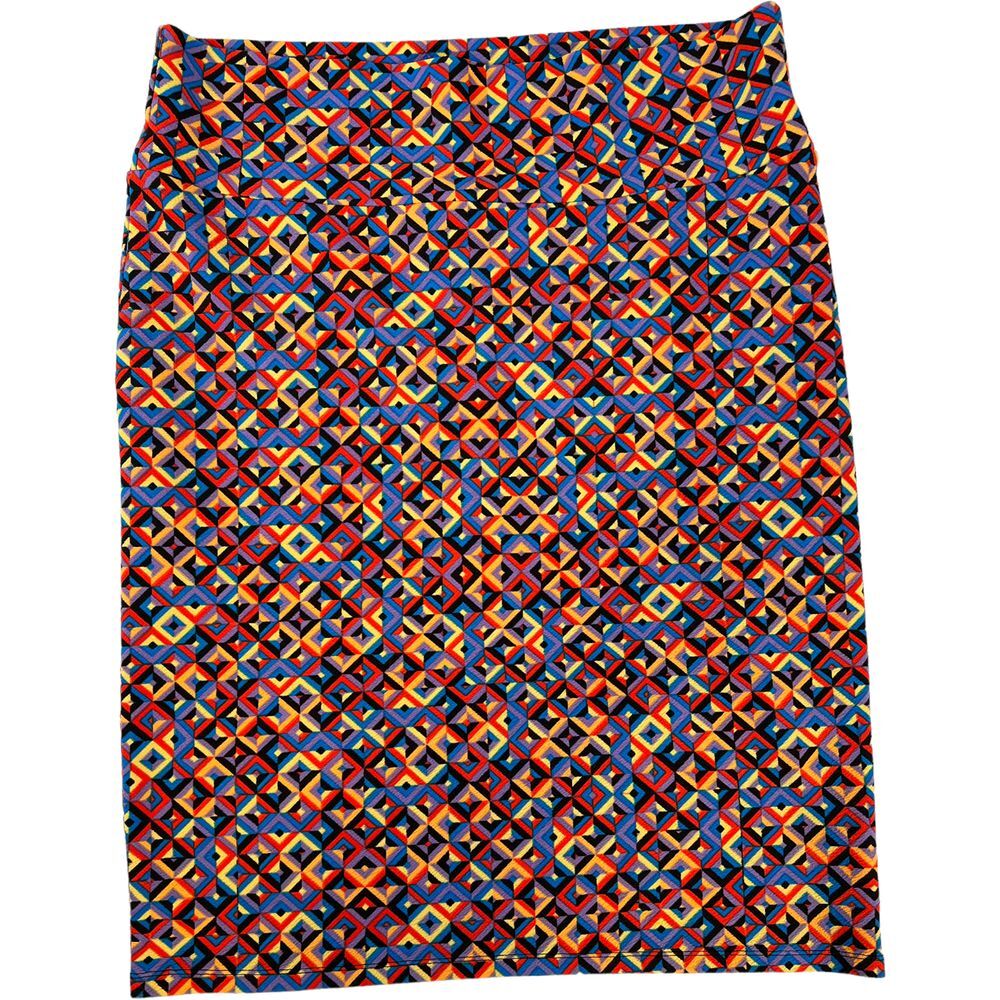 Luluroe Cassie Geometric Pencil Skirt Red‎ Blue Yellow XL Very colorful Spring